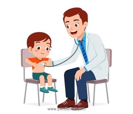 عکس نقاشی دکتر در حال معاینه پسر بچه