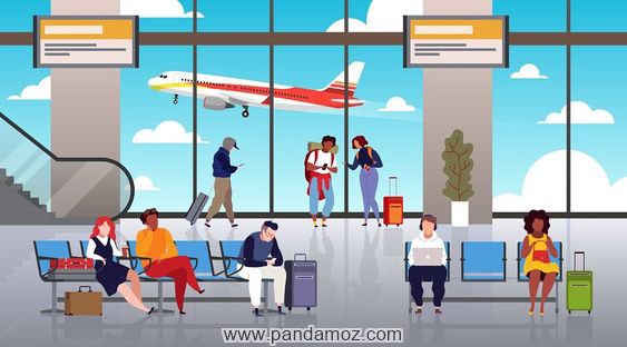 عکس نقاشی از یک سالن ترانزیت فرودگاه