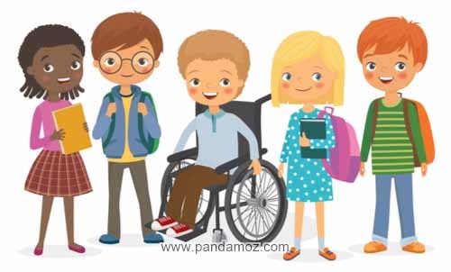 عکس دانشجویان و یک پسر روی ویلچر