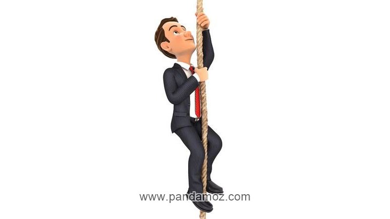 عکس نقاشی از مردی که خود را با طناب بالا می کشد و رشد و پیشرفت می کند